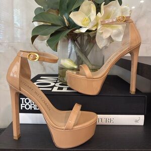Stuart Weitzman Nude Patent Leather Heels